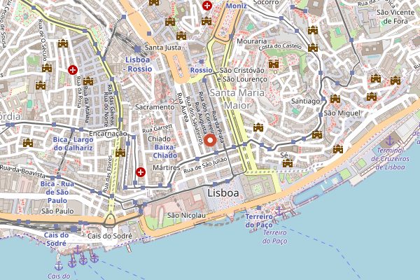 Map showing Casa Portuguesa do Pastel de Bacalhau in Lisbon