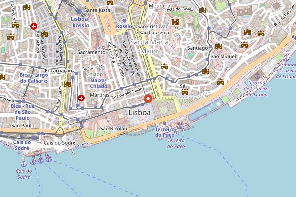 Map showing Martinho da Arcada in Lisbon