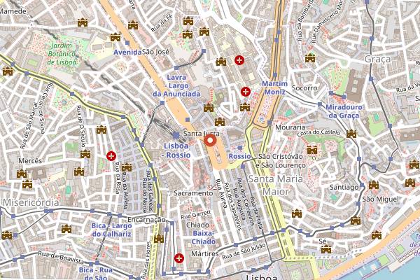 Map showing Cafe Nicola in Lisbon