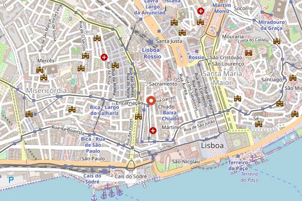 Map showing Pastelaria Benard in Lisbon