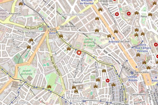 Map showing BouBou's in Lisbon