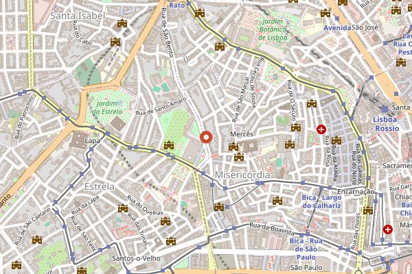 Map showing Cafe de Sao Bento in Lisbon