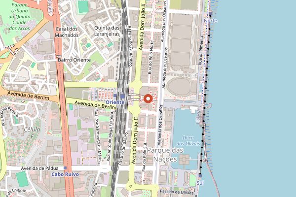 Map showing Cantinho do Avillez Parque das Nacoes in Lisbon