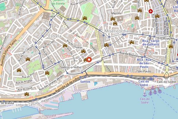 Map showing La Madragoa Restaurante in Lisbon