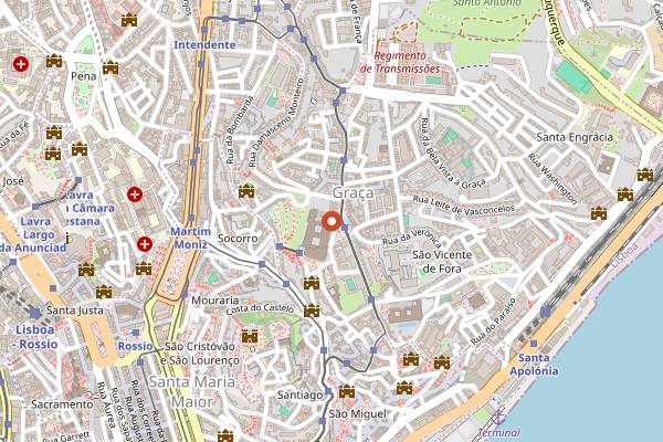 Map showing O Piteu da Graca in Lisbon