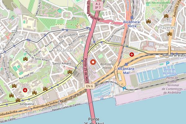 Map showing Fabrica Coffee Roasters LX Factory in Lisbon