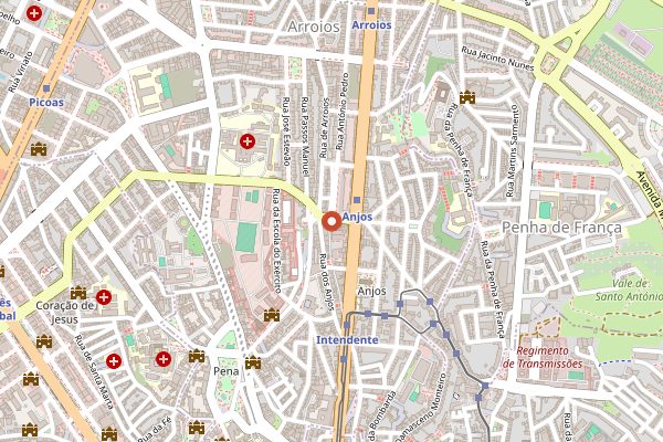 Map showing Fauna and Flora Anjos in Lisbon