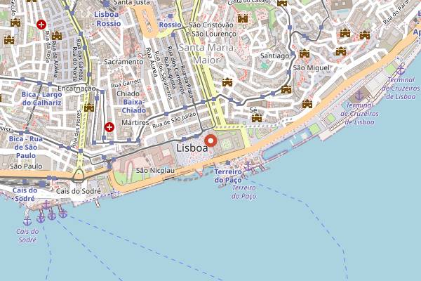 Map showing Ministerium Club in Lisbon