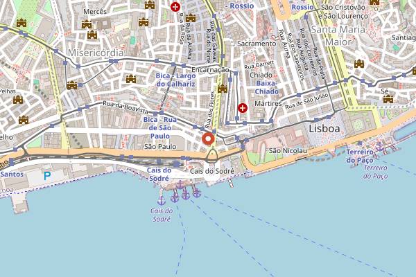 Map showing Pensão Amor in Lisbon