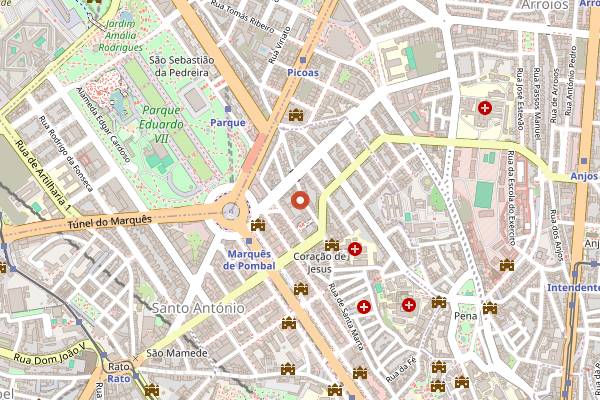 Map showing The Kissaten in Lisbon
