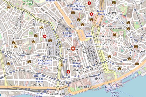 Map showing Topo Chiado in Lisbon