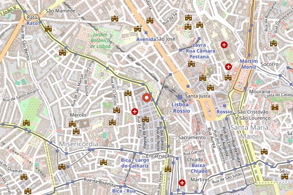 Map showing 100 Maneiras in Lisbon