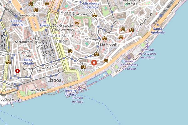 Map showing Clube de Fado in Lisbon