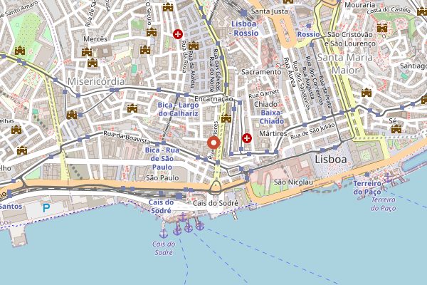 Map showing Taberna da Rua das Flores in Lisbon