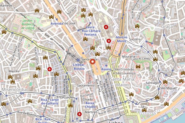 Map showing Casa das Bifanas in Lisbon