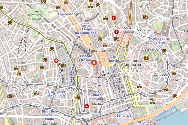 Map showing Ginginha do Carmo in Lisbon