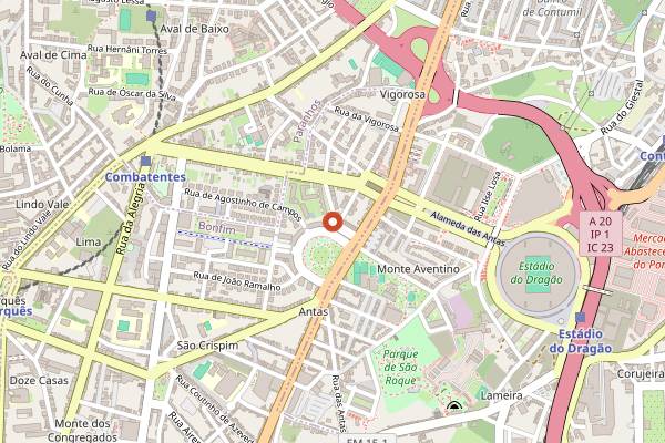 Map showing Café Velasquez in Porto