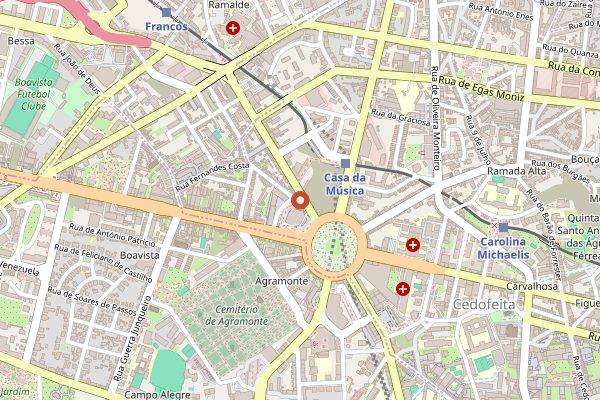 Map showing Negra Cafe in Porto