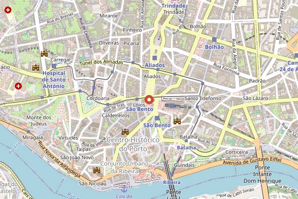 Map showing Astória Restaurant in Porto