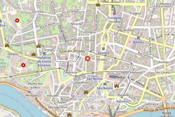 Map showing Ostras & Coisas in Porto