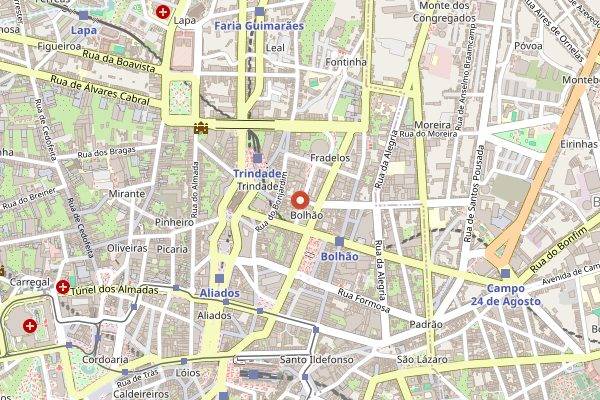 Map showing O Buraco in Porto