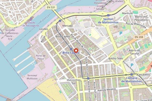 Map showing Mercado Municipal de Matosinhos in Porto