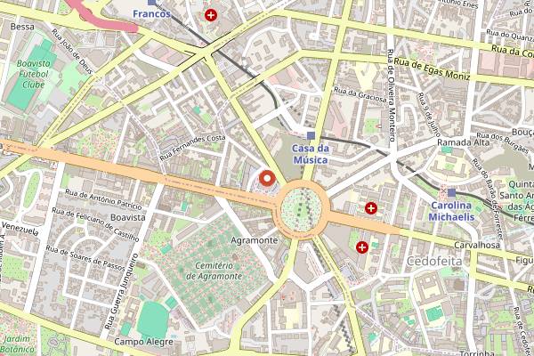Map showing Casa da Musica in Porto