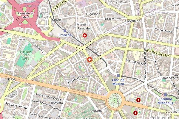 Map showing Lemos Cafe Francesinhas in Porto