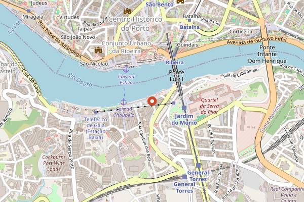 Map showing Kopke Wine House in Porto