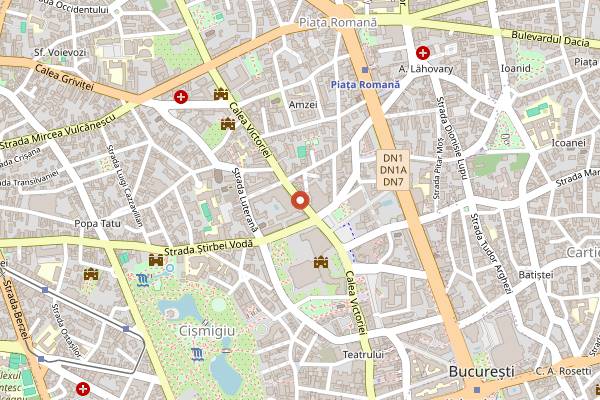 Map showing Casa Capșa in Bucharest