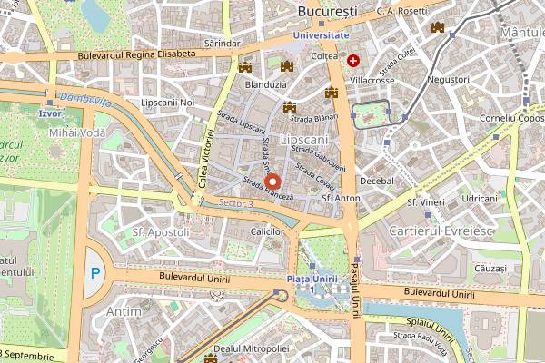 Map showing NOMAD Skybar in Bucharest