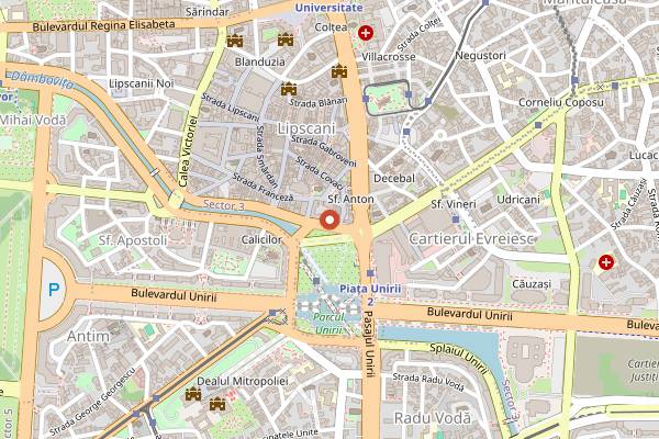 Map showing Hanu' lui Manuc in Bucharest