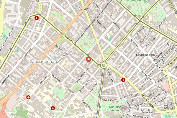 Map showing Pekara Trpkovic Slavija in Belgrade
