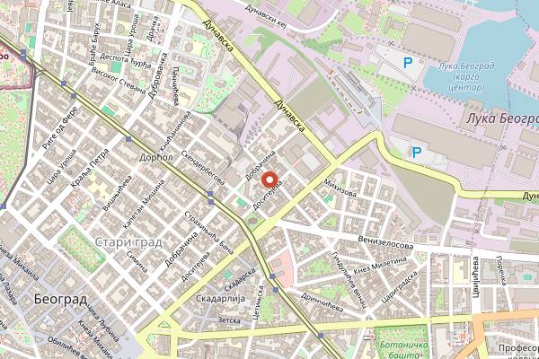 Map showing Aviator Coffee Explorer Dorcol in Belgrade