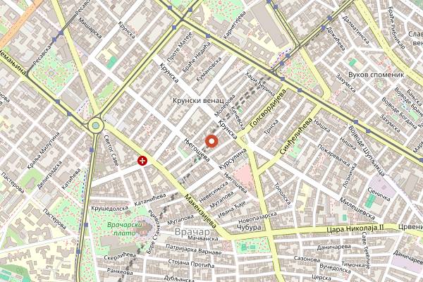Map showing Kafeterija Vracar in Belgrade