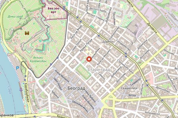 Map showing Wine Art Podrum rooftop garden in Belgrade