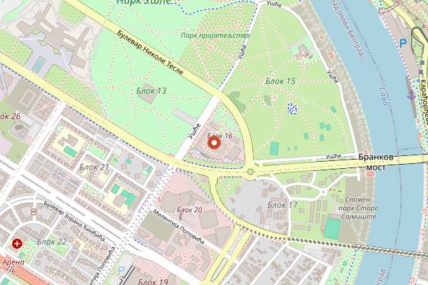 Map showing Walter Sarajevski Cevap Bulevar Mihajla Pupina in Belgrade