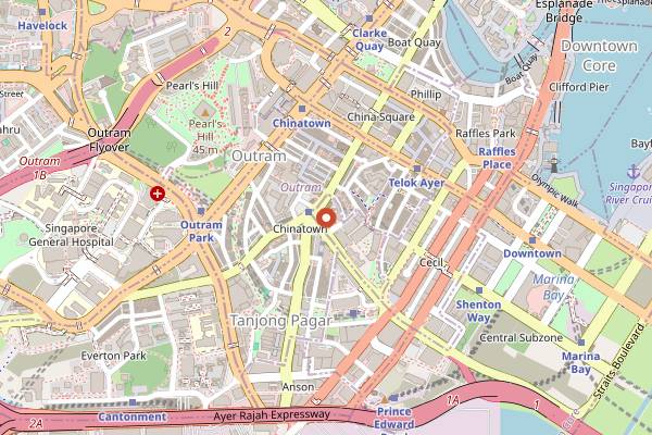 Map showing Maxwell Food Centre in Singapore