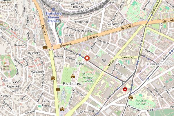 Map showing Kruh Zilinska in Bratislava
