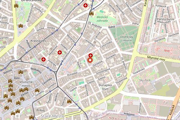 Map showing Bratislavsky Mestiansky Pivovar (Dunajska) in Bratislava