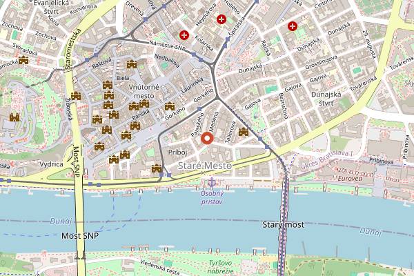 Map showing Vycap na Medenej in Bratislava