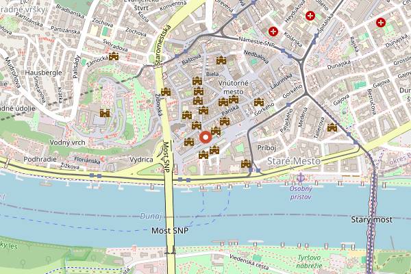 Map showing Mondieu Hviezdoslavovo in Bratislava