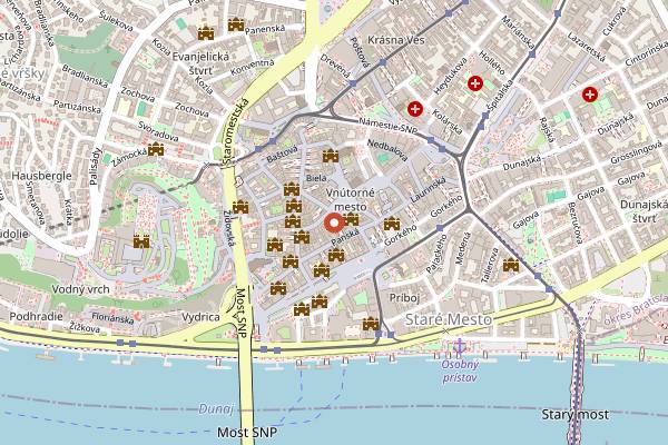 Map showing Roland Slovak Restaurant in Bratislava