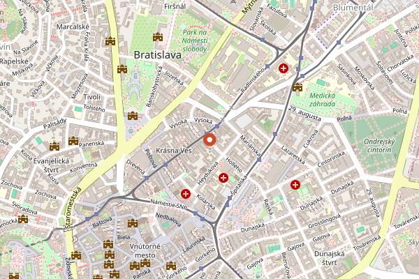 Map showing Slovak Pub in Bratislava