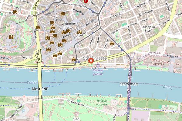Map showing Blue Danube Slovak Cooking Class in Bratislava