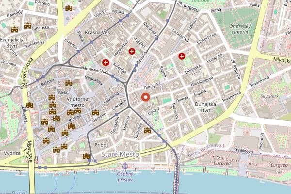 Map showing Vegan Kiosk Bistro in Bratislava