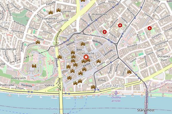 Map showing Bratislava Coronation Days in Bratislava