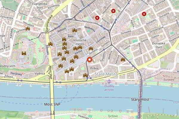 Map showing Viator Bratislava Traditional Food Tour in Bratislava