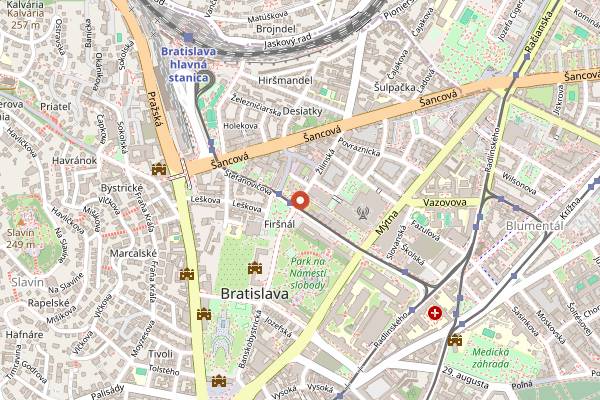 Map showing Zilinska Market in Bratislava