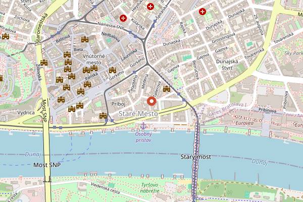 Map showing Houdini Restaurant in Bratislava